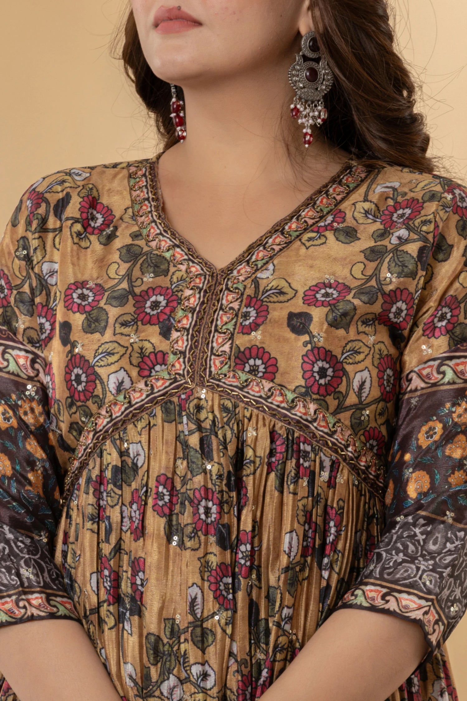 Festive Mustard Anarkali with Sequin & Embroidery