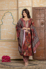 Rust Chanderi Suit with Zari & Bead Embroidery