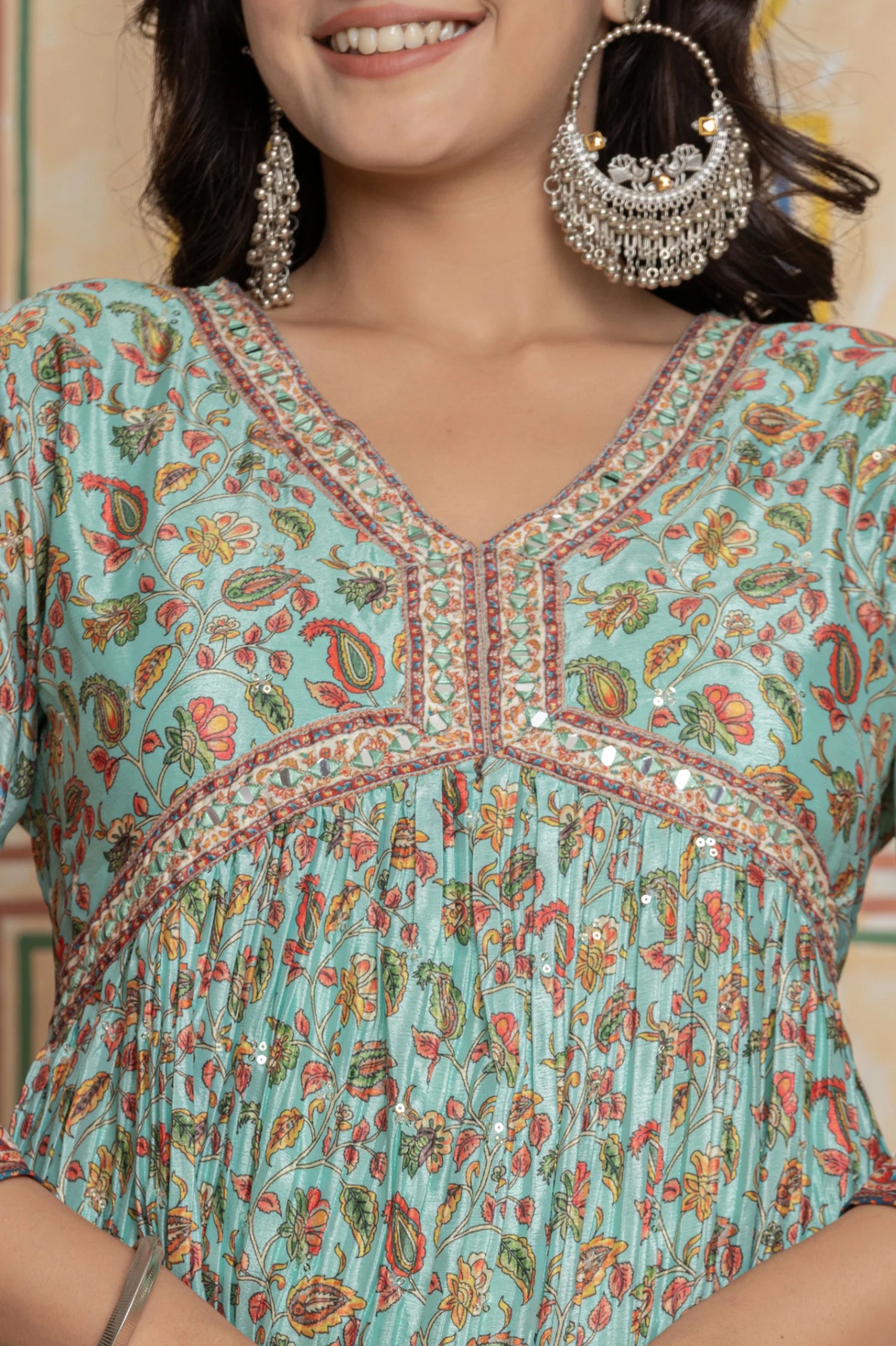 Kalamkari Inspired Chinnon Anarkali set