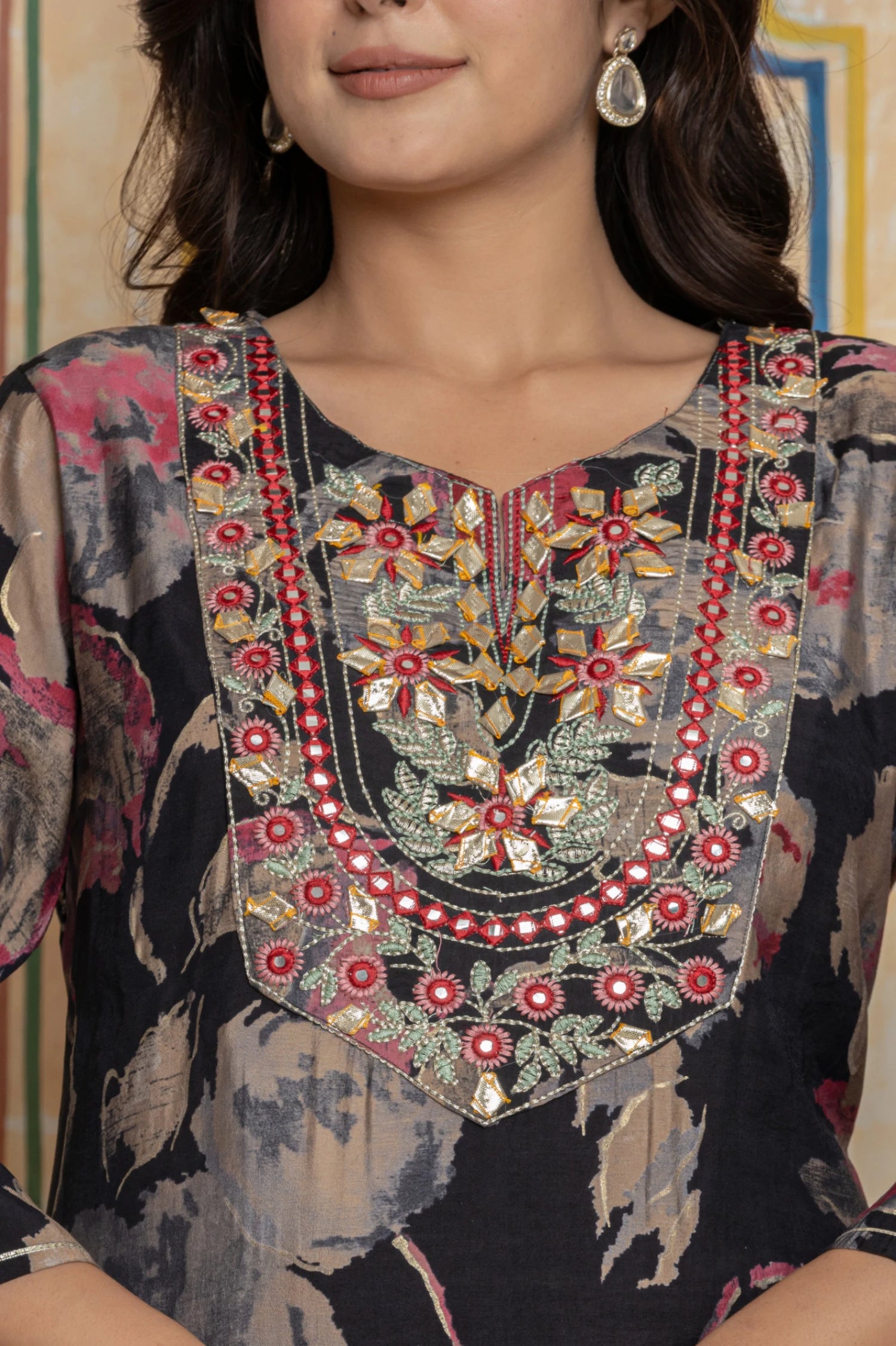 Black Chanderi Suit with Gota Patti & Embroidery