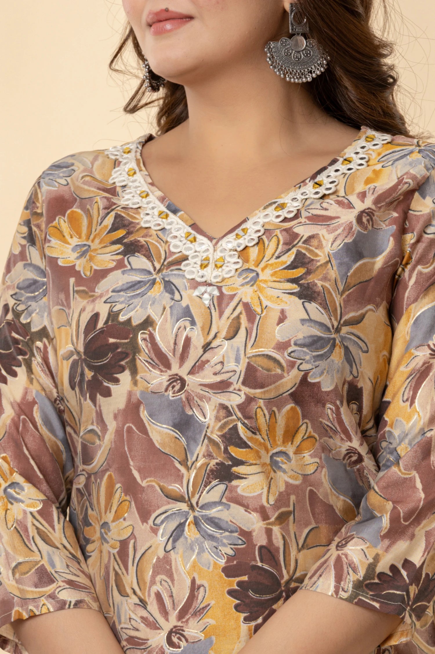 Royal Purple Chanderi Suit Set with Mirror Work