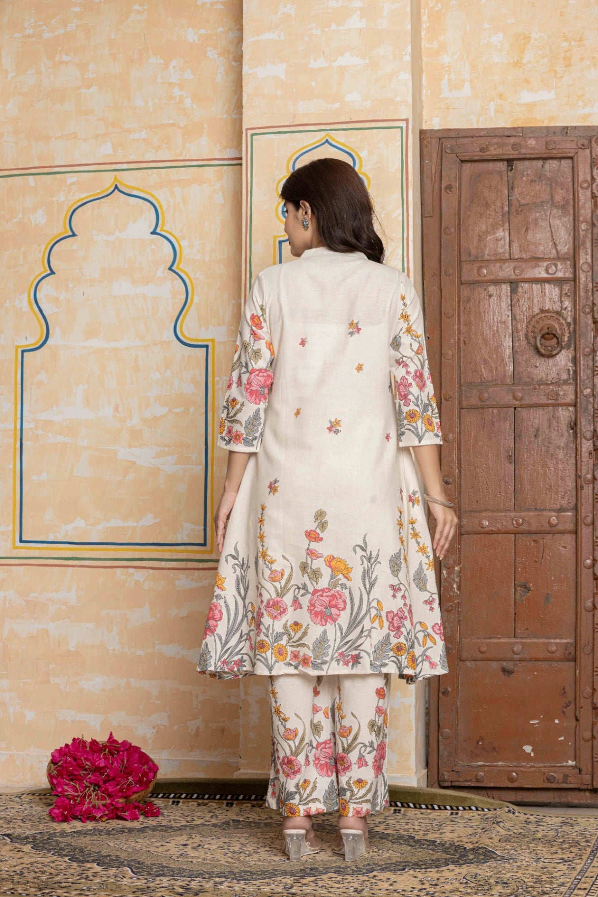 Floral Embroidered Pintuck A-line Co-ord Set | Cotton Flex