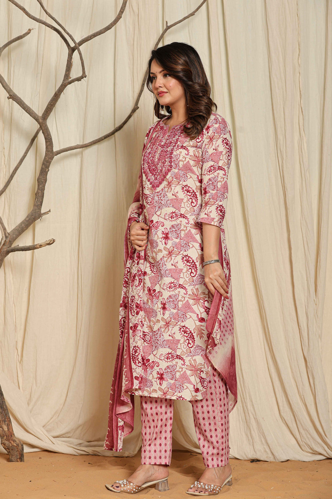 Premium Cotton Floral Printed Dupatta Set