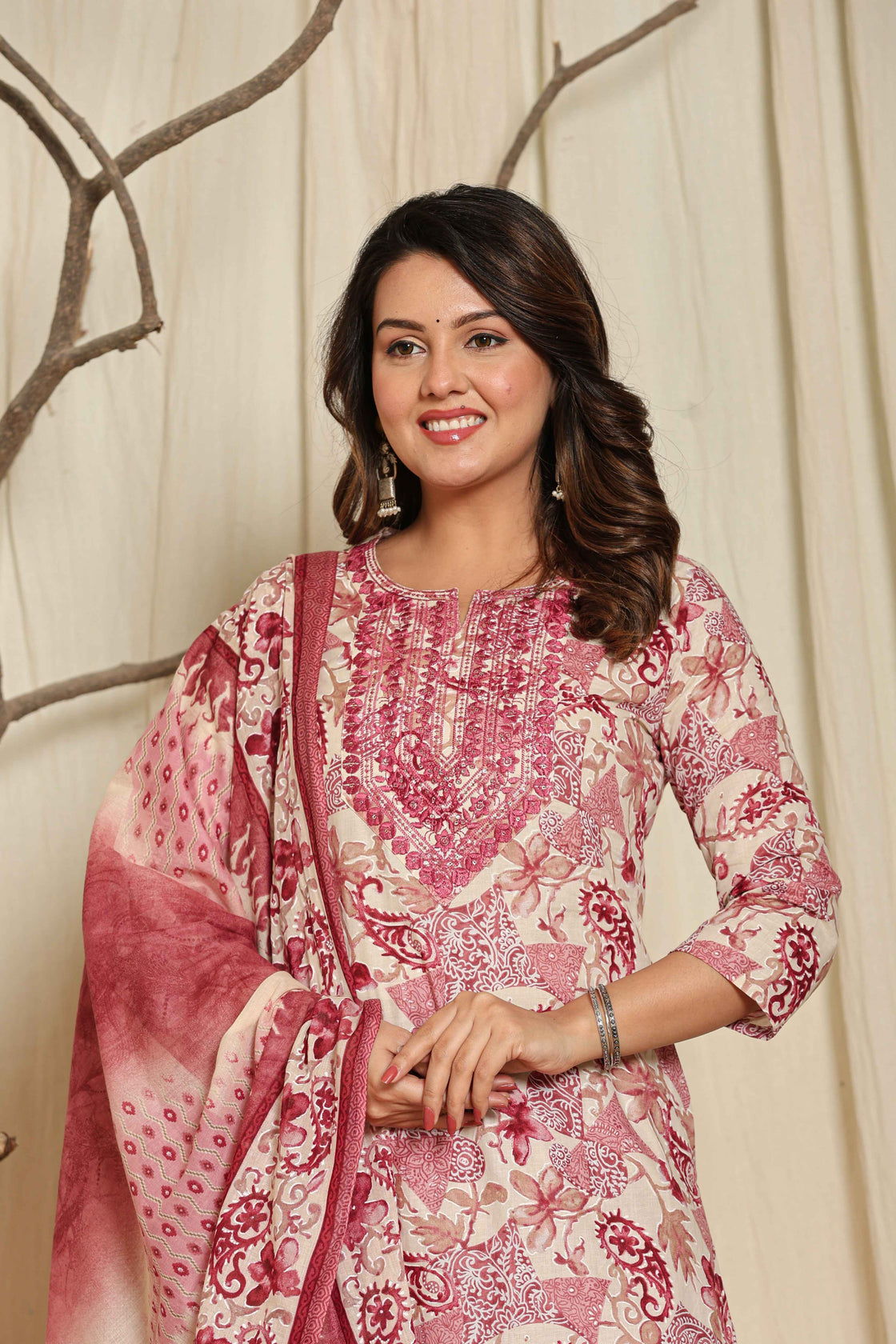Premium Cotton Floral Printed Dupatta Set