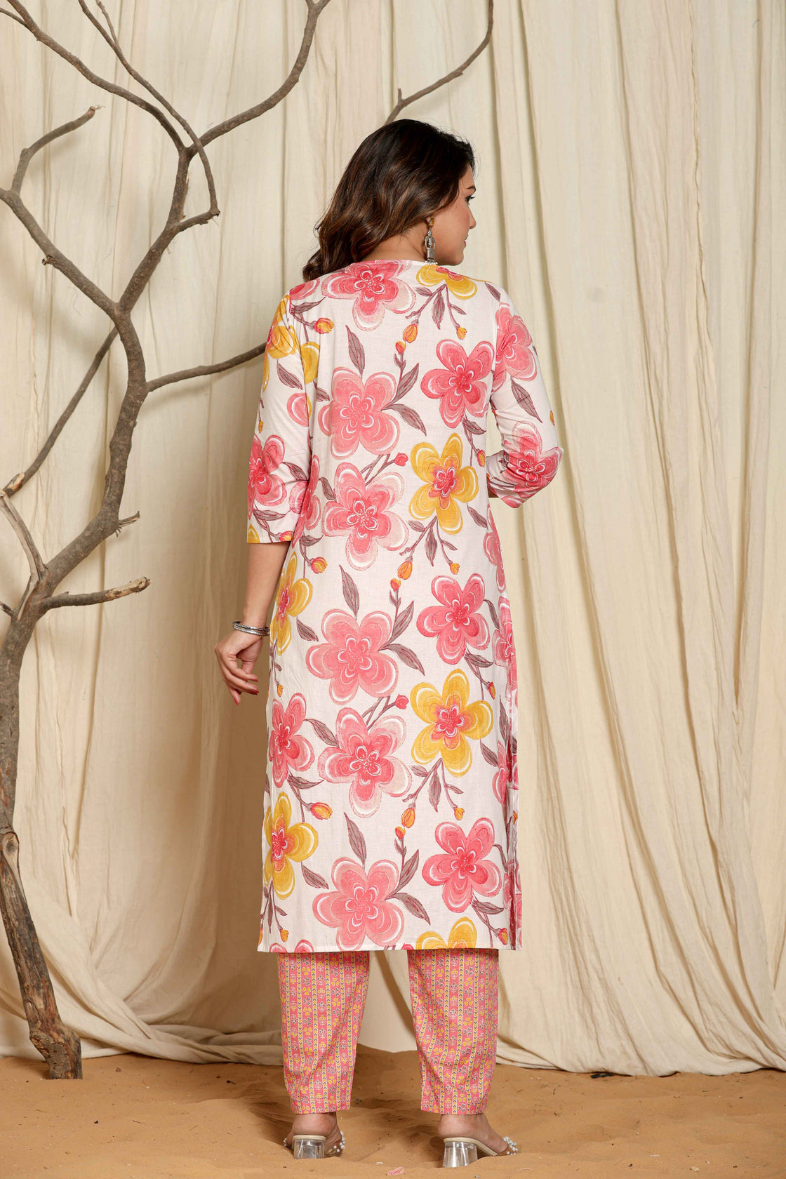 Premium Cotton Floral Printed Dupatta Kurta Set