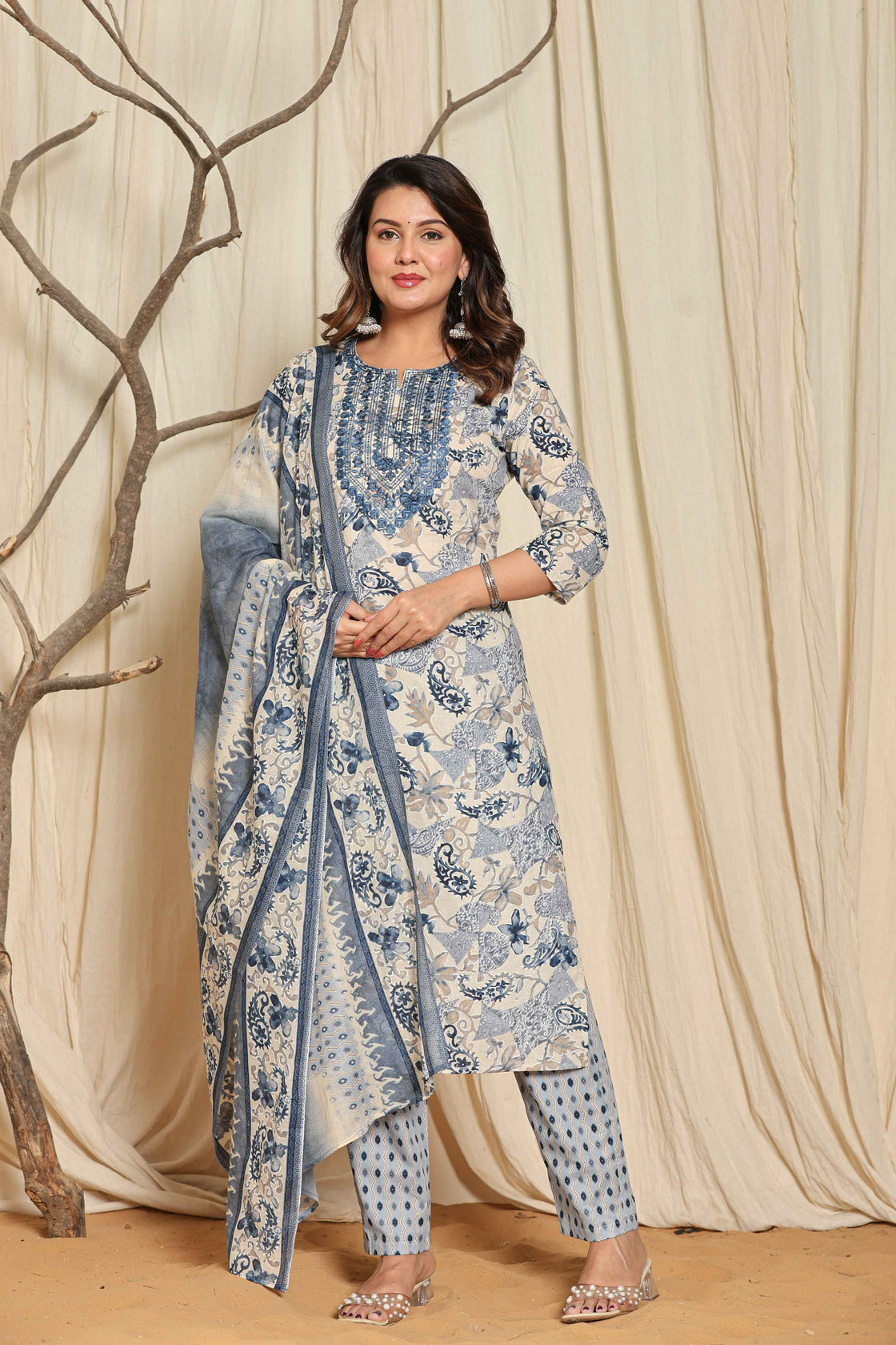 Premium Cotton Floral Printed Kurta Set