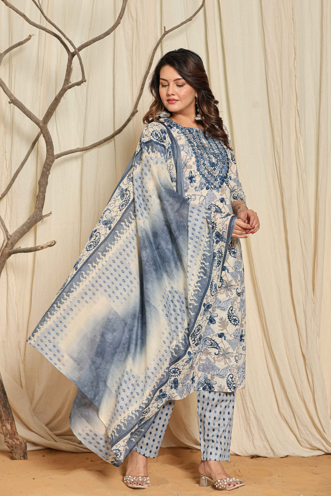 Premium Cotton Floral Printed Kurta Set