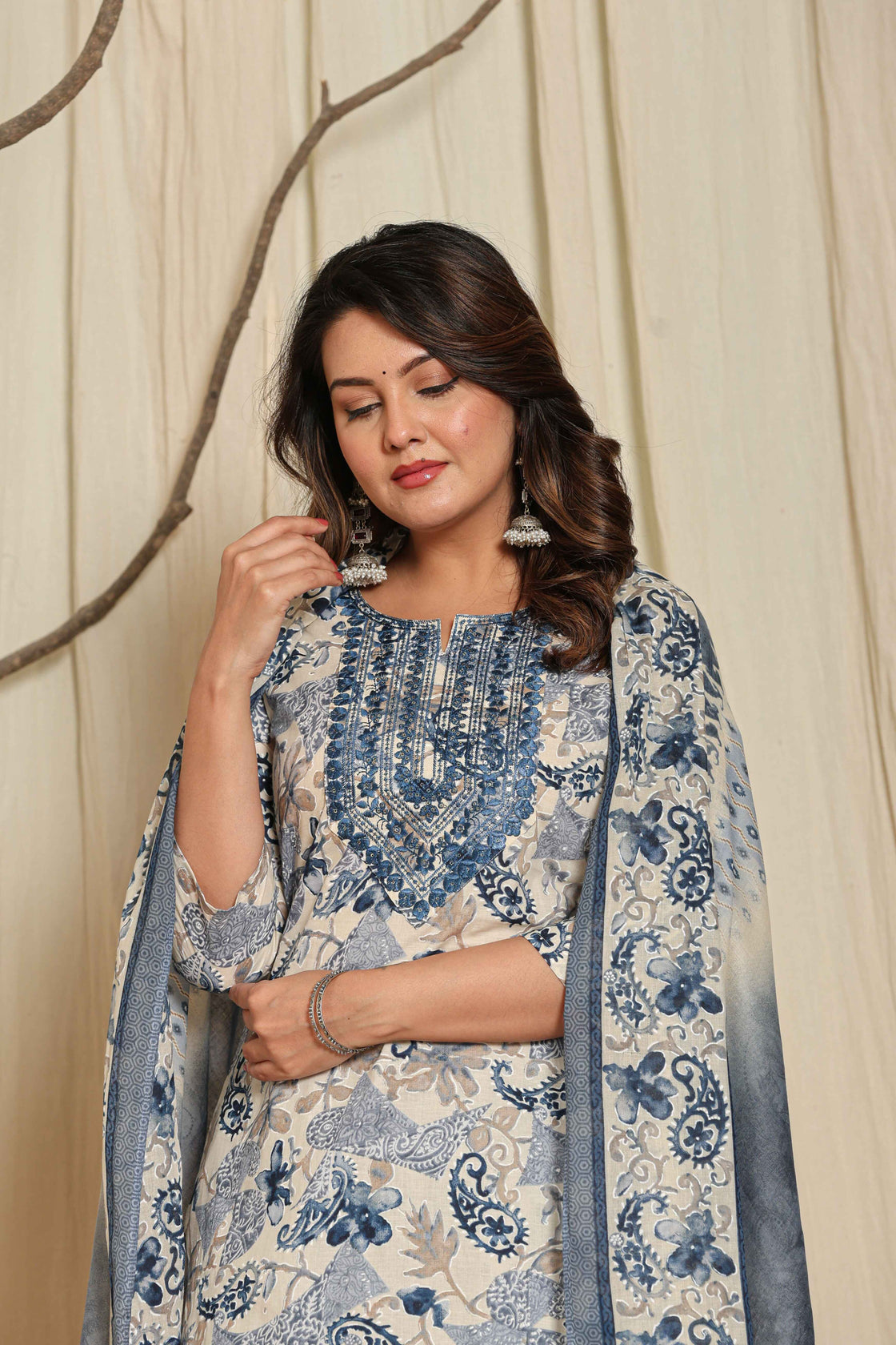 Premium Cotton Floral Printed Kurta Set