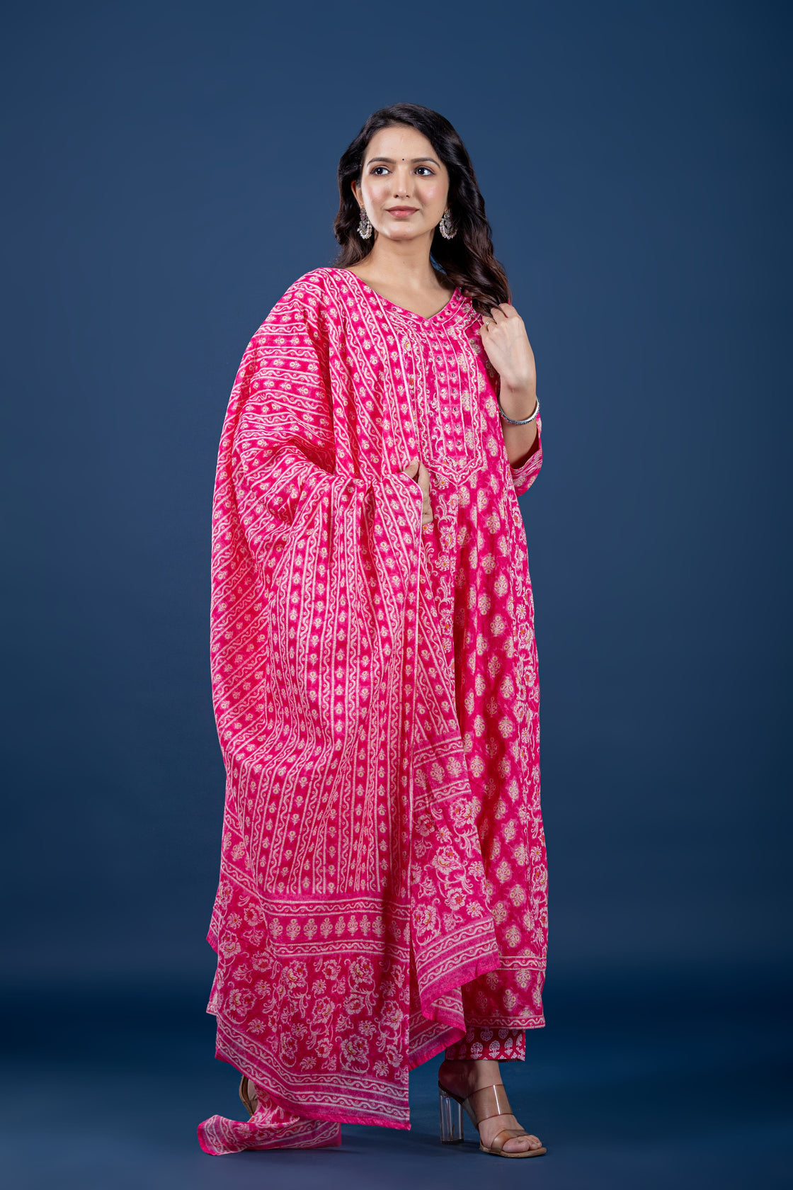 Printed Anarkali Dupatta Set