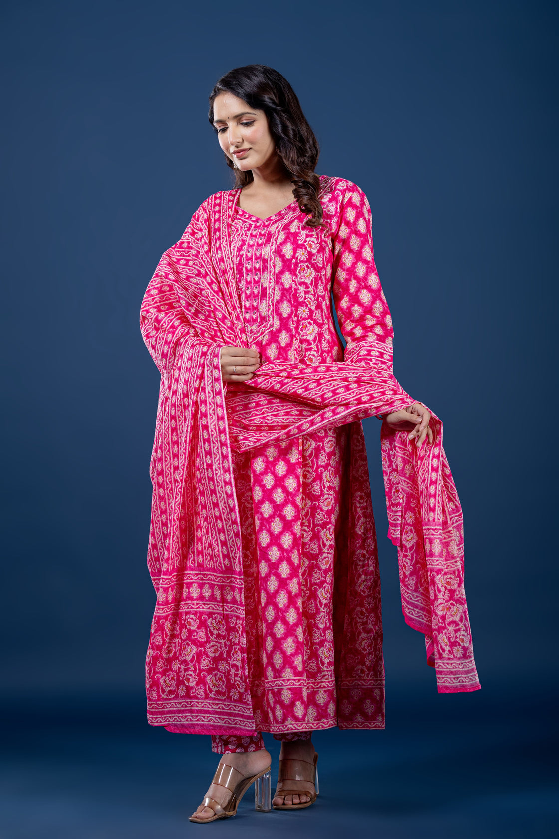 Printed Anarkali Dupatta Set
