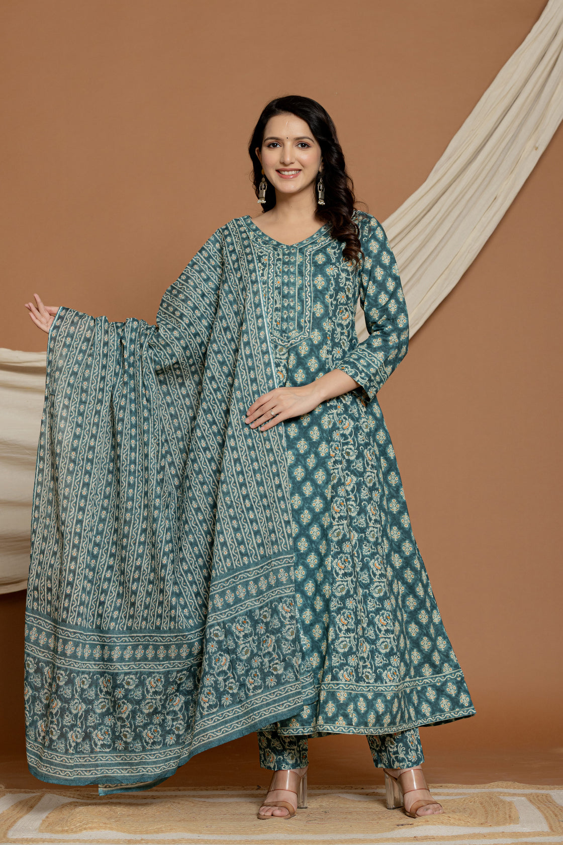 Printed Anarkali Dupatta Set