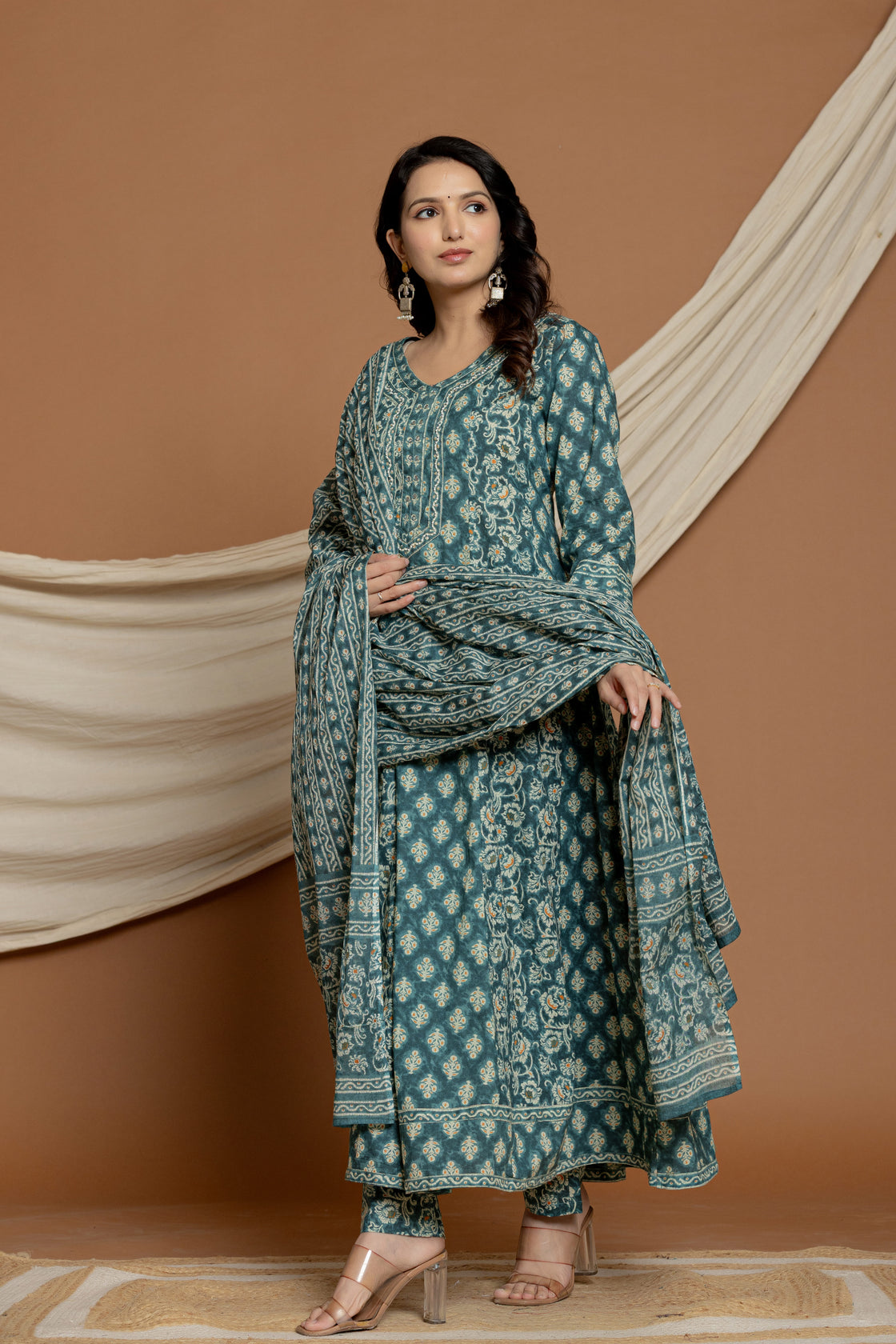 Printed Anarkali Dupatta Set