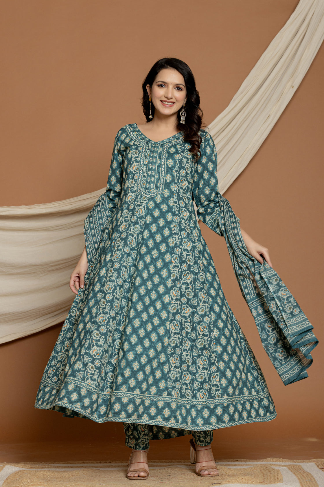 Printed Anarkali Dupatta Set