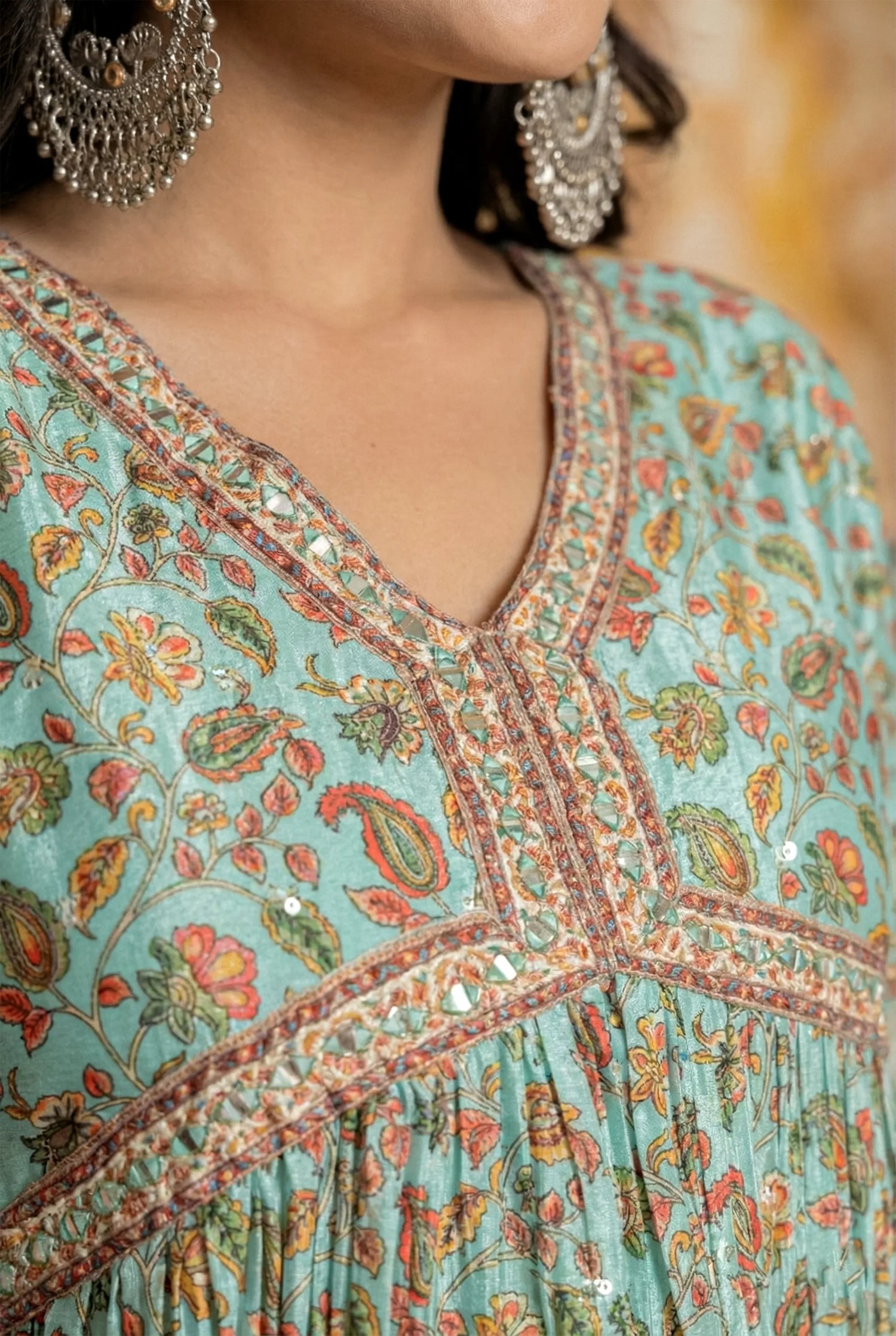 Kalamkari Inspired Chinnon Anarkali set