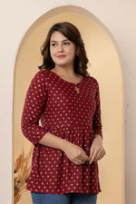 Maroon Gold Rogan Work Viscose Rayon Top/Tunic 4