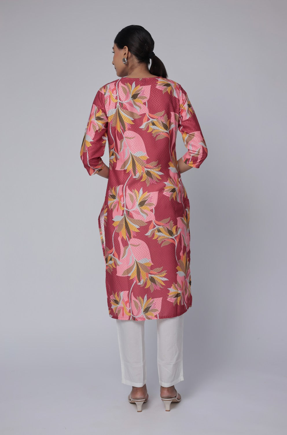Red Pink Premium cotton dobby kurti