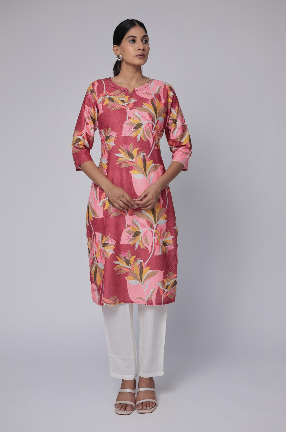 Red Pink Premium cotton dobby kurti