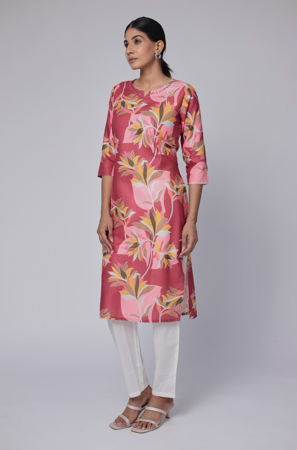 Red Pink Premium cotton dobby kurti