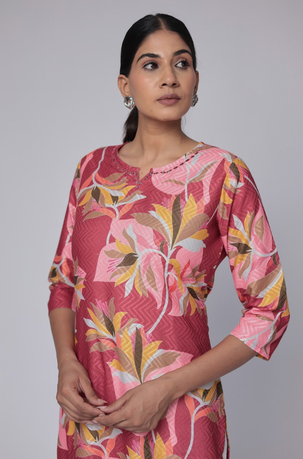 Red Pink Premium cotton dobby kurti