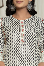 Model in a confident stance, highlighting the full length and overall elegant digital print design of the English grey dupatta set, with dupatta draped over shoulder.