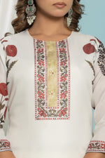 Detailed view of the sheer Kota Doria dupatta with complementary floral print and patterned border, from The Navra ethnic wear collection.
