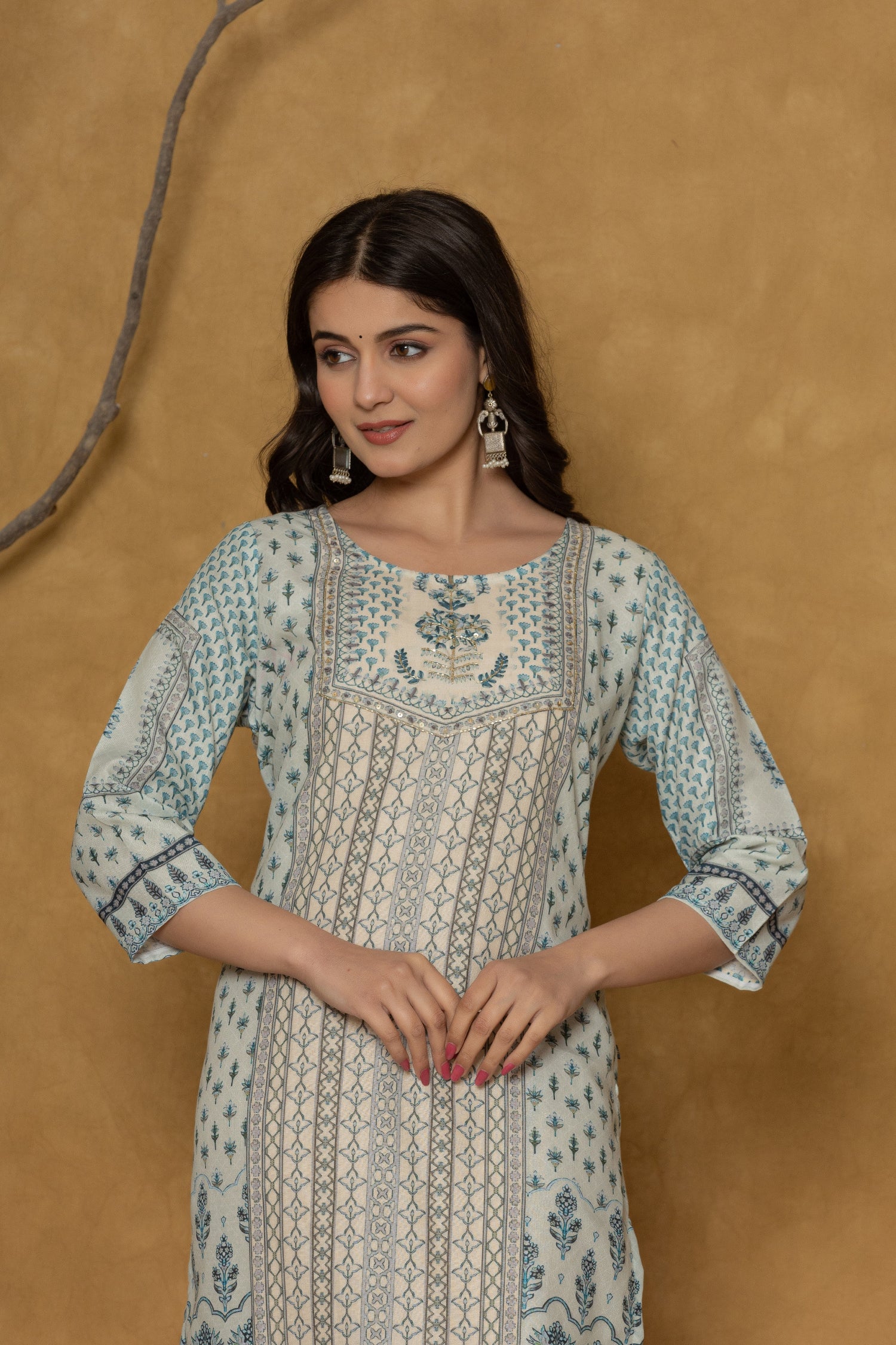 pastel-blue-kurta-side-pose-pattern-design-the-navra