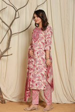 Back view of the premium cotton floral printed dupatta set, showing the consistent pattern and comfortable silhouette.